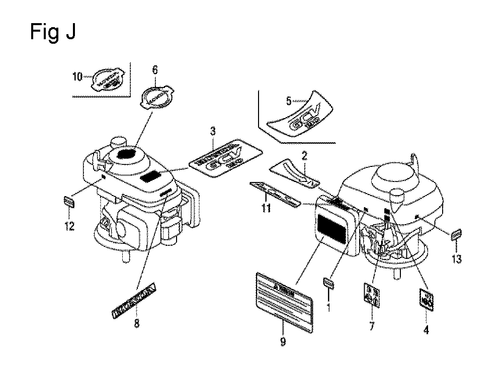 Fig-10 Diagram and Parts List for GCV190LA Type S3A Honda Engine
