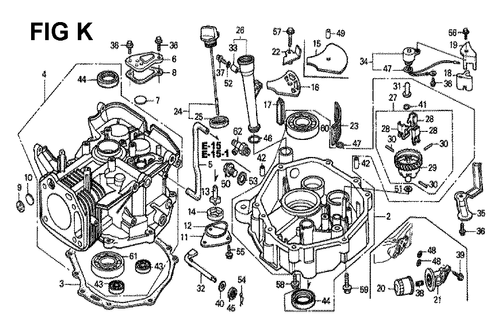 Fig-10 Diagram and Parts List for GXV340K2 Type DCA Honda Engine