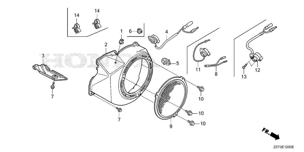 Fan Cover (1) Diagram and Parts List for GX390UT2 (Type  LX2/A)(GCBCT-3000001 - 3485996) Honda Engine
