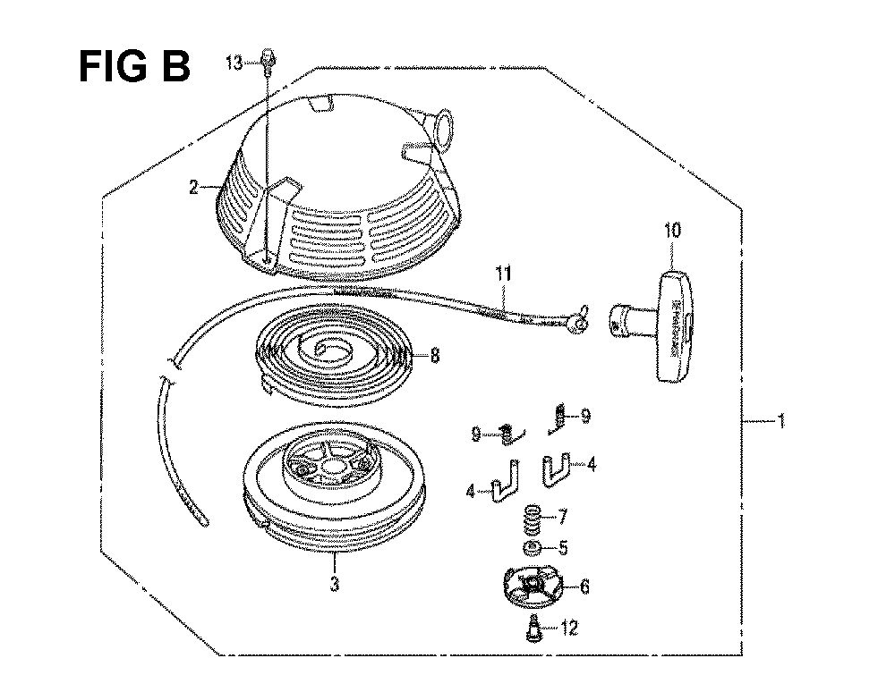 Fig-1 Diagram and Parts List for GXV160H2 Type N6 Honda Engine