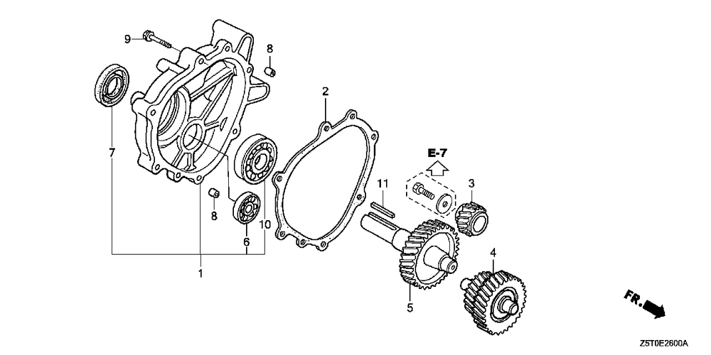 Reduction Diagram and Parts List for GX390UT2 (Type  HA2/A)(GCBCT-3000001 - 9999999) Honda Engine