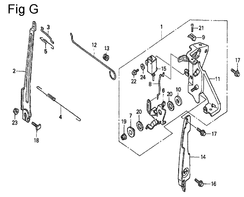Fig-7 Diagram and Parts List for GC190A Type QHPA Honda Engine