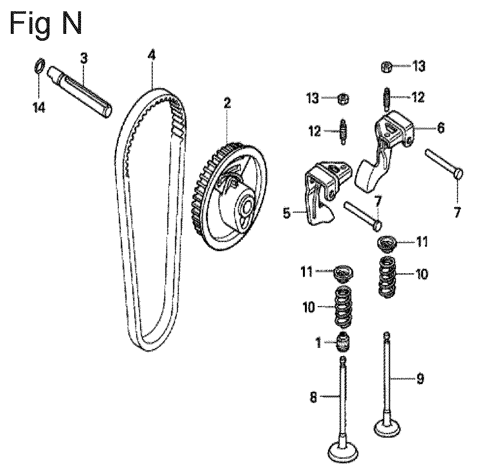 Fig-14 Diagram and Parts List for GX100U Type QBE Honda Engine