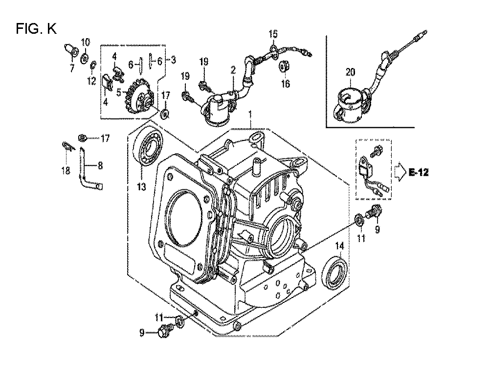 Fig-11 Diagram and Parts List for GX120T1 Type QDBR Honda Engine