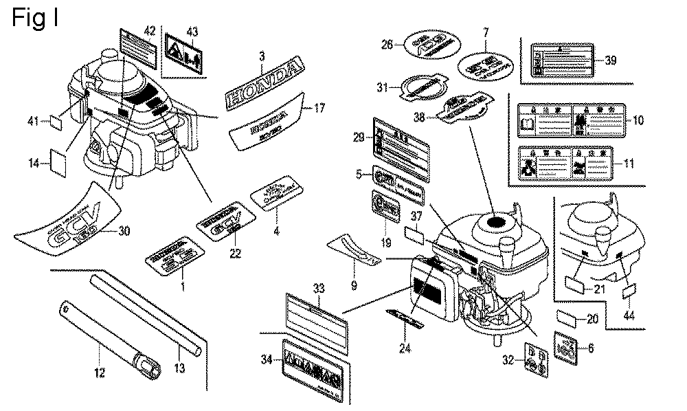 Fig-9 Diagram and Parts List for GCV160A Type S1A Honda Engine