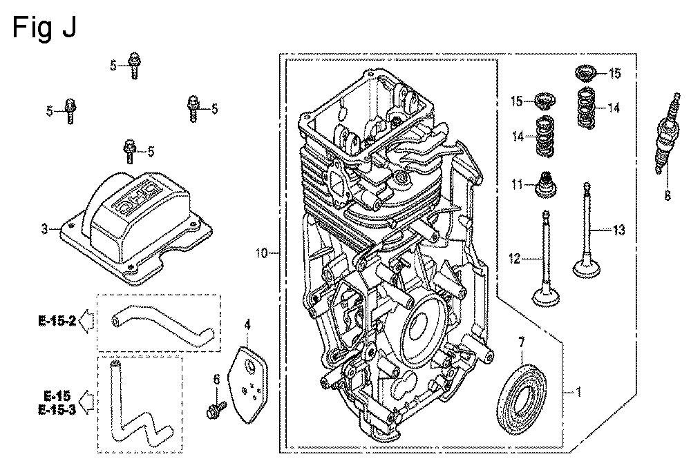 Fig-10 Diagram and Parts List for GC160A Type QHL Honda Engine