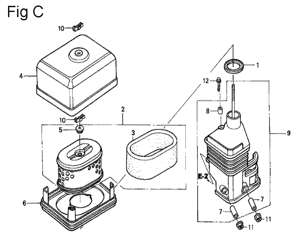 Fig-1 Diagram and Parts List for GX200 Type VX4P Honda Engine