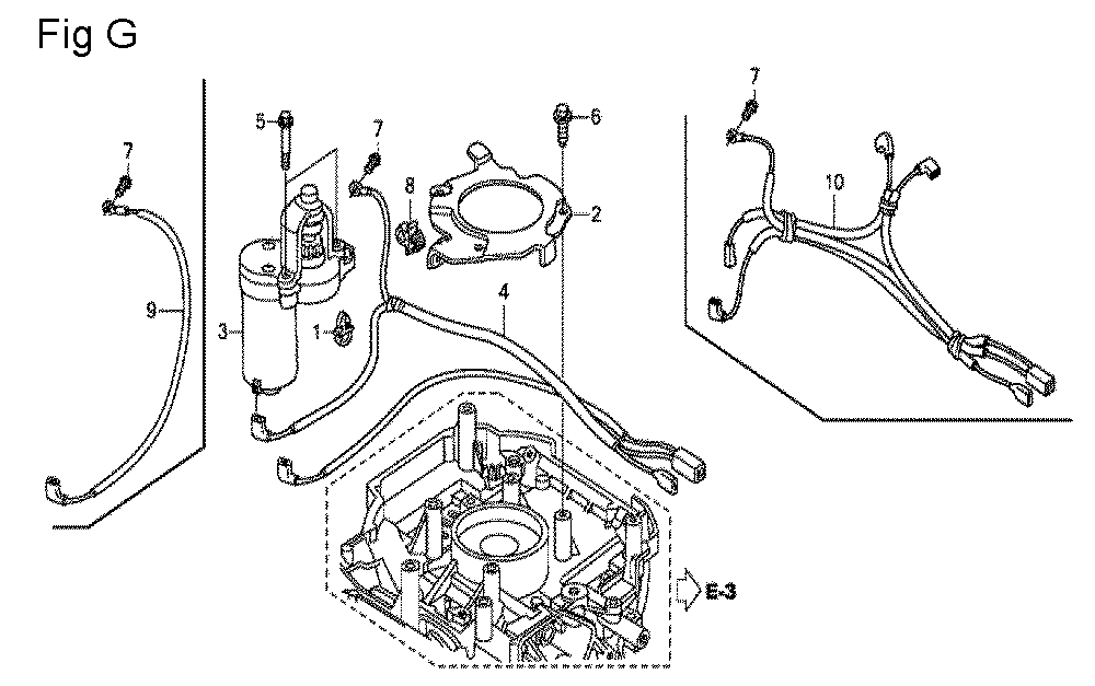 Fig-7 Diagram and Parts List for GCV190A Type R1A Honda Engine