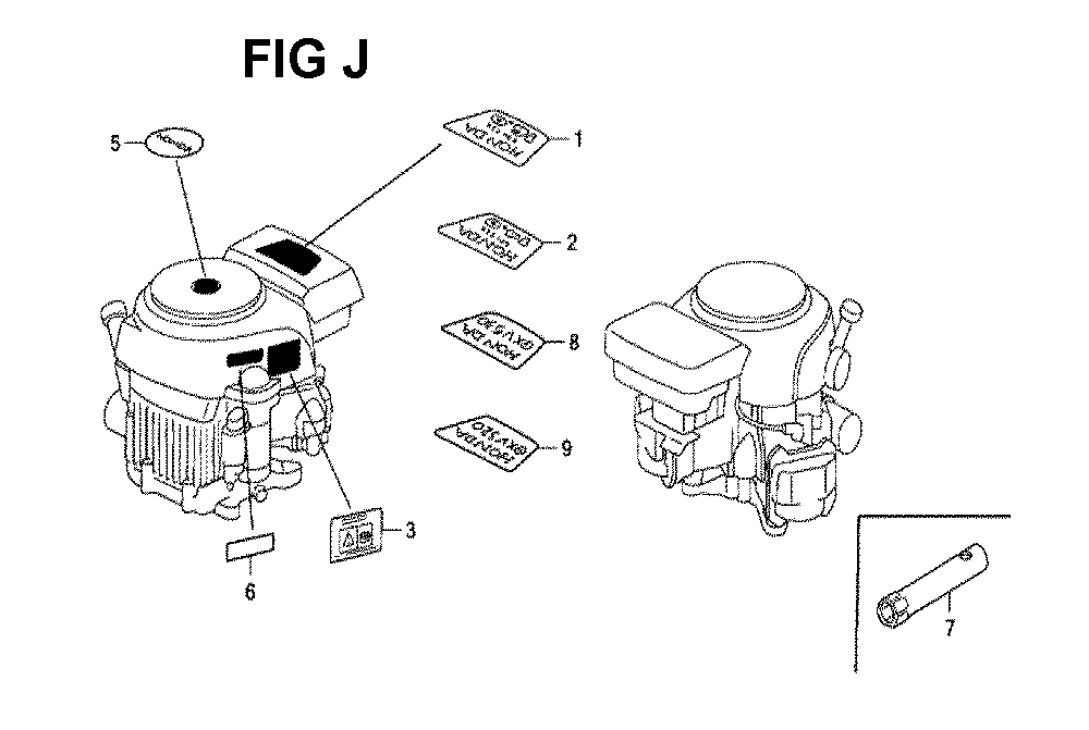 Fig-3 Diagram and Parts List for GXV530 Type JXA3 Honda Engine