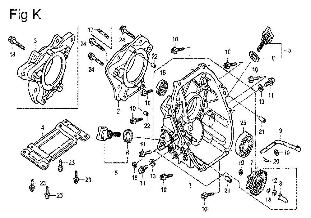 Fig-11 Diagram and Parts List for GX100U Type QA26 Honda Engine