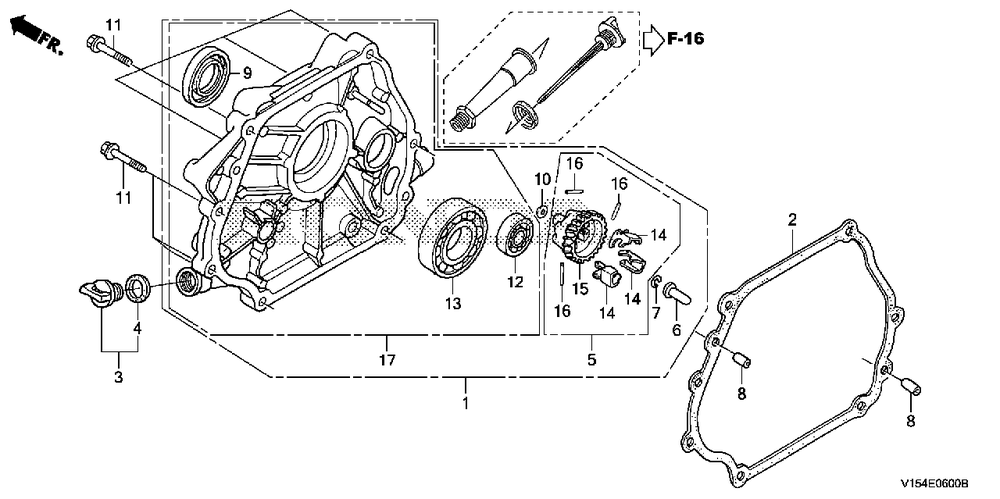 Crankcase Cover Diagram and Parts List for HSM1336IK2 (Type  ATDR)(SBCJ-5500001 - 5509999) Honda Snow Blower