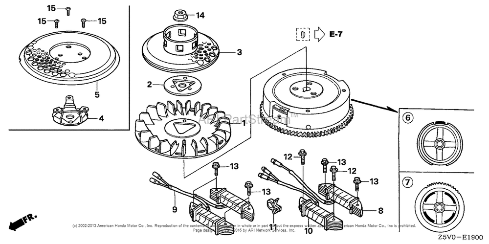 Flywheel Diagram and Parts List for GXV390RT1 (typeDAE4)(GJADT-1000001) Honda Engine