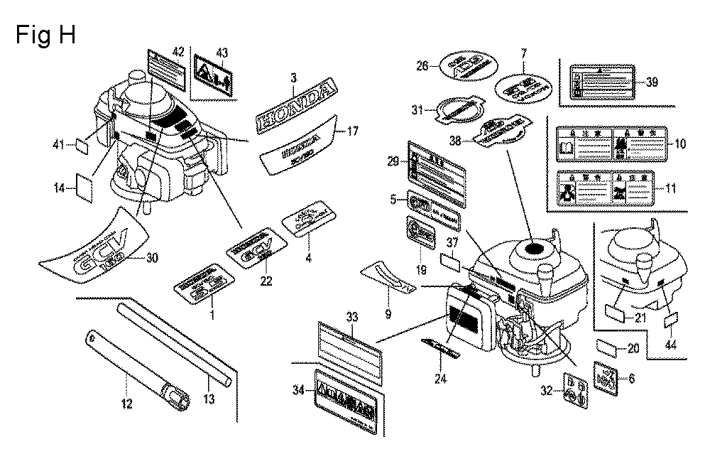Fig-8 Diagram and Parts List for GCV160A Type N1AF Honda Engine