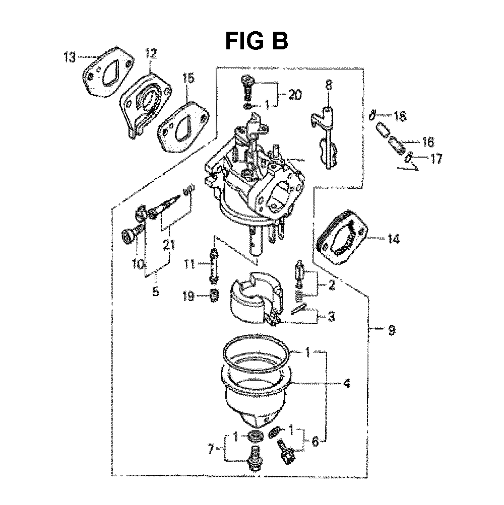 Fig-3 Diagram and Parts List for GXV140 Type A11 Honda Engine