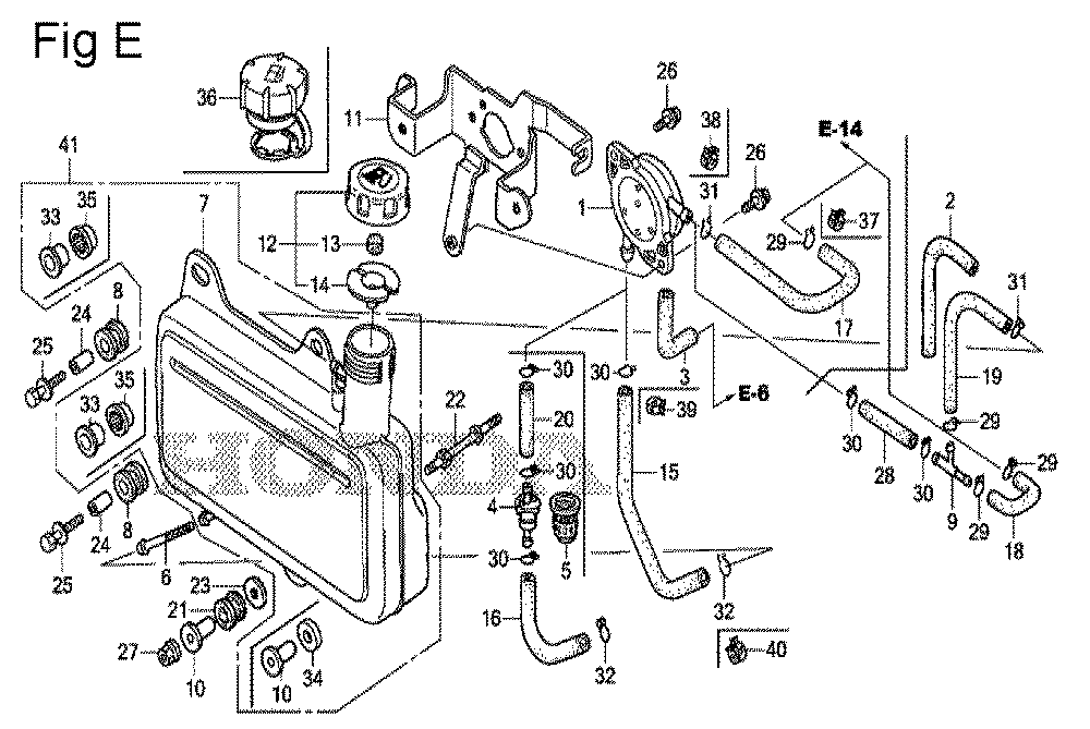 Fig-5 Diagram and Parts List for GS190A Type QBU Honda Engine