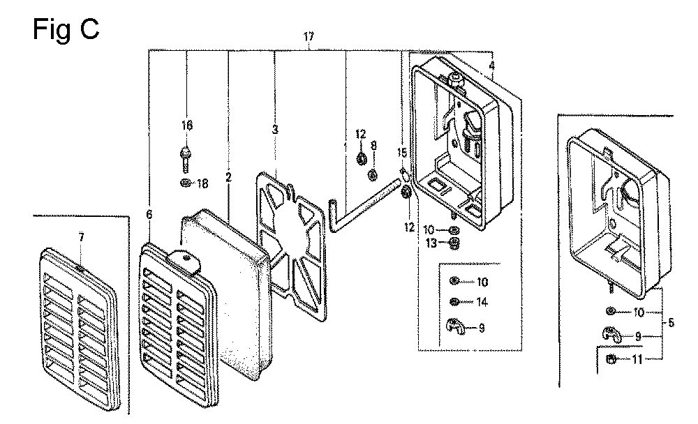 Fig-3 Diagram and Parts List for G100K1 Type ST Honda Engine