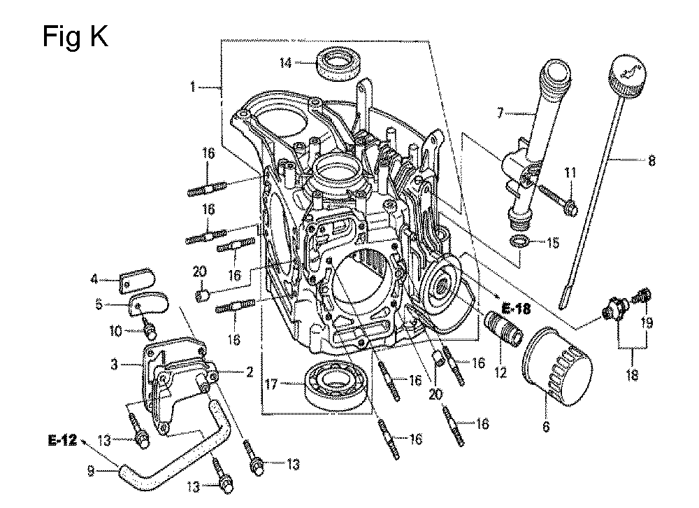 Fig-10 Diagram and Parts List for GCV530 Type QEA Honda Engine