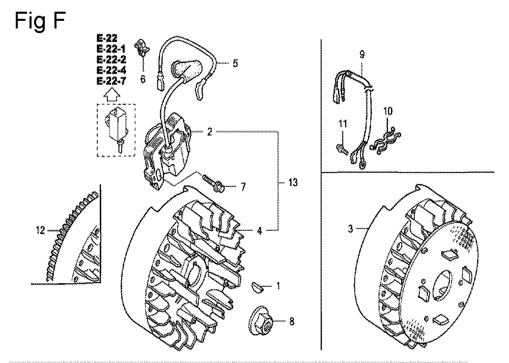 Fig-6 Diagram and Parts List for GC135 Type QHU1 Honda Engine