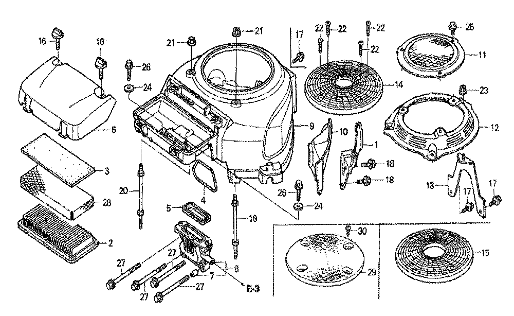 Fig-0 Diagram and Parts List for GCV530 Type DXA Honda Engine
