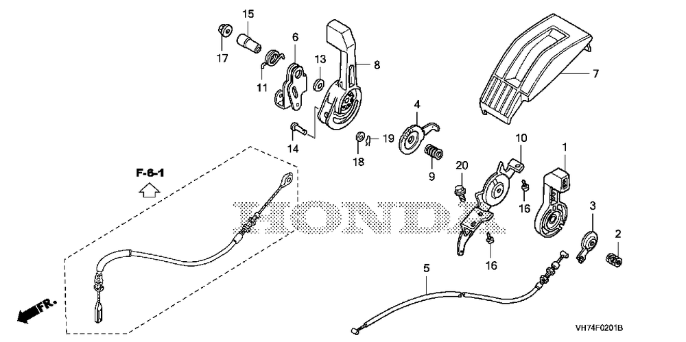 Throttle Lever (2) Diagram and Parts List for HRX217K6 (Type  HYA)(MAMA-1000001 - 9999999) Honda Lawn Mower