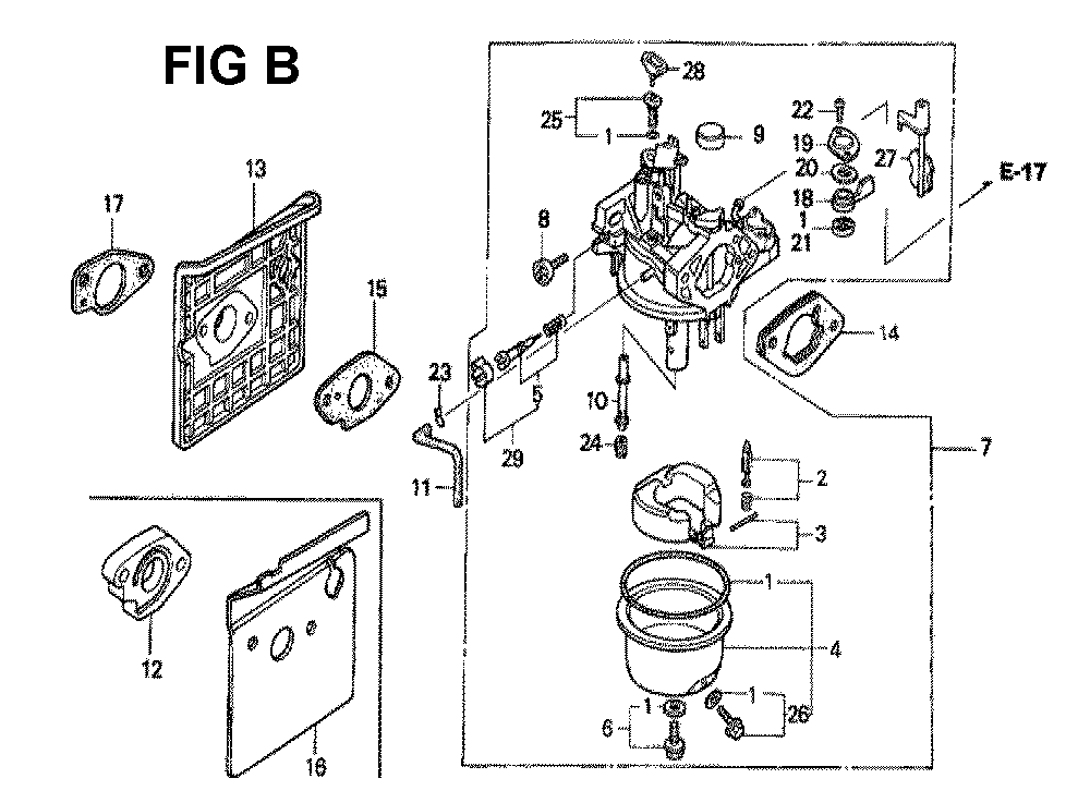 Fig-8 Diagram and Parts List for GXV340K1 Type DN4 Honda Engine
