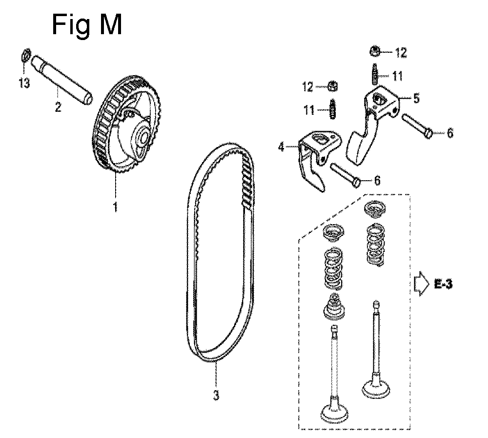 Fig-13 Diagram and Parts List for GC135 Type QHE5 Honda Engine