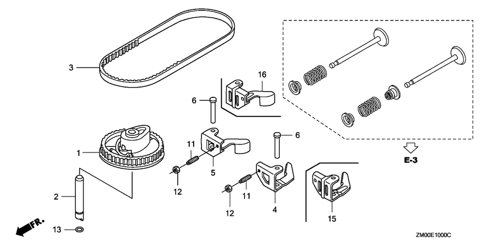Camshaft Pulley Diagram and Parts List for GCV160LA1 (Type N5AF/A)(GJATA-2000001-9999999) Honda Engine