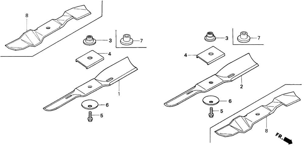 Rotary Blade (1) Diagram and Parts List for CD2038 (Type  SA)(RZCV-6000001 - 9999999) Honda Lawn Tractor Accessories