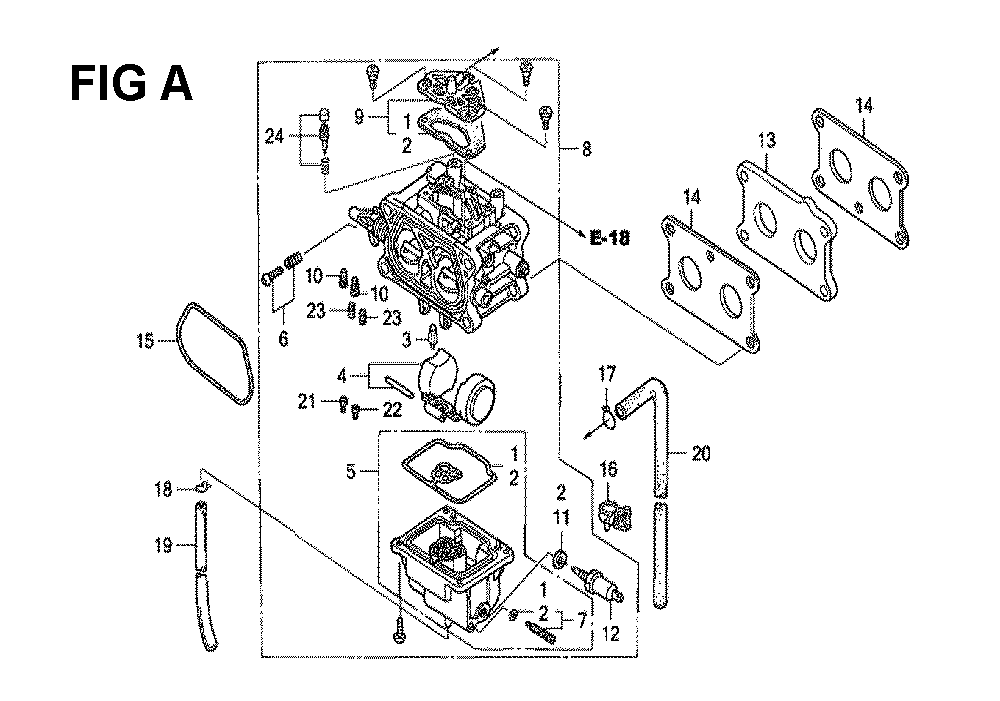 Fig-7 Diagram and Parts List for GXV530 Type SXE3A Honda Engine