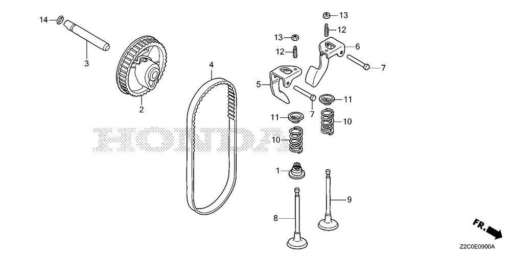 Camshaft Diagram and Parts List for GS190LAX (Type QHAF)(GCACA-2074905-9999999) Honda Engine