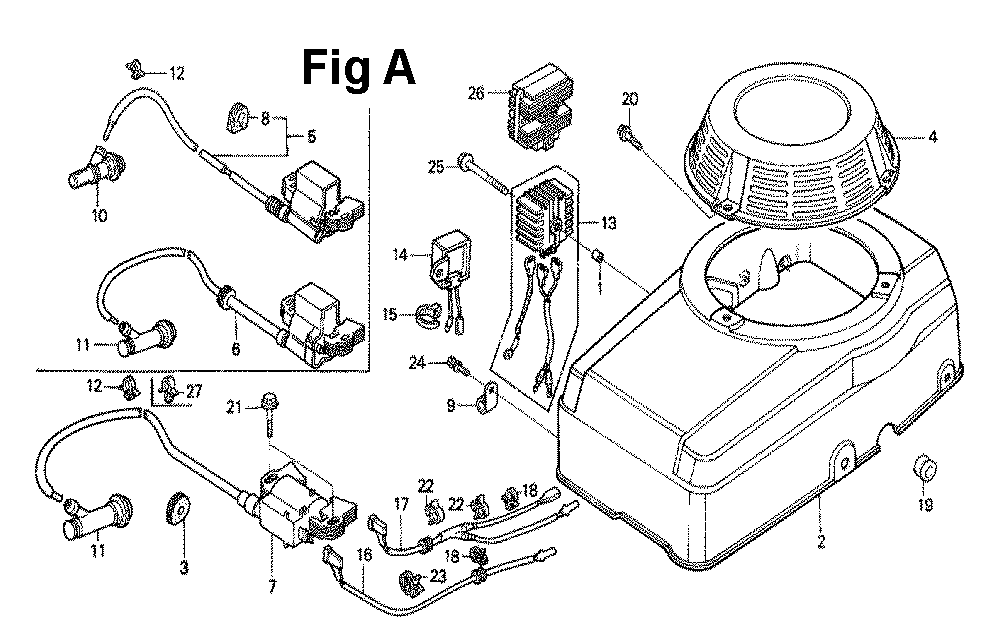 Fig-12 Diagram and Parts List for GXV270 Type DNE2 Honda Engine