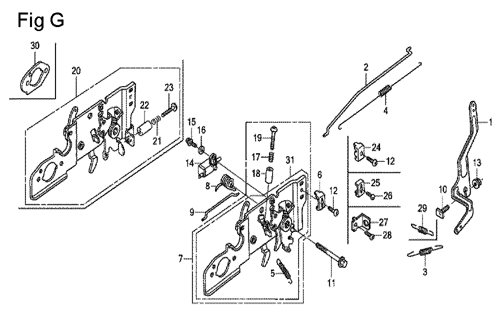 Fig-7 Diagram and Parts List for GCV160 Type A2A Honda Engine