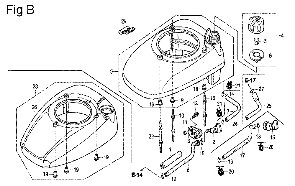 Fig-2 Diagram and Parts List for GSV190A Type S3TE Honda Engine