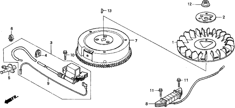 Flywheel Diagram and Parts List for H3011 (Type  SA)(MZAJ-5000001 - 6000000) Honda Lawn Mower