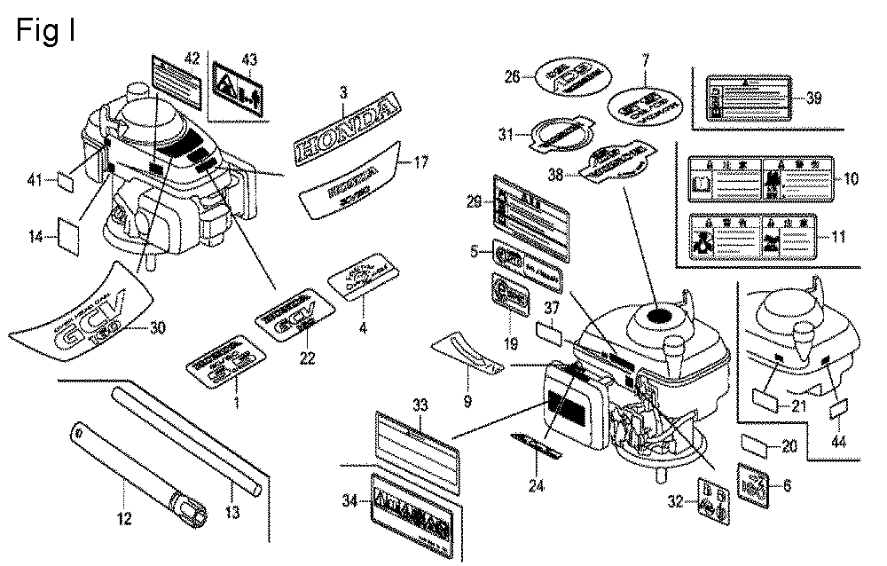 Fig-9 Diagram and Parts List for GCV160LA0 Type A2R Honda Engine