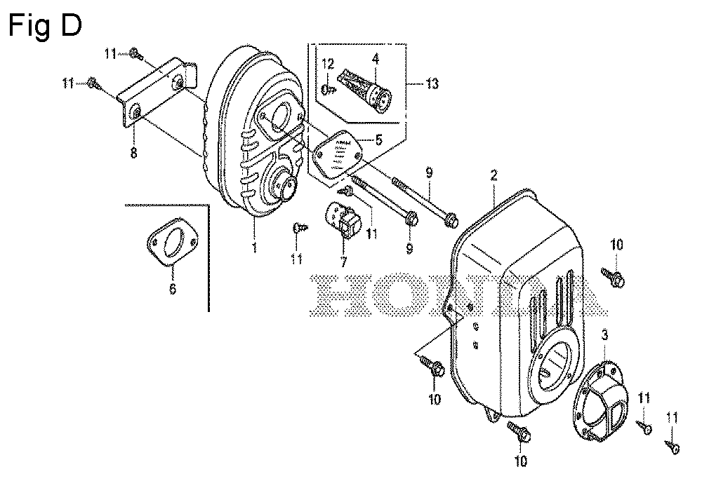 Fig-4 Diagram and Parts List for GS190A Type QBAF Honda Engine
