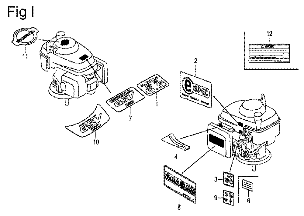 Fig-9 Diagram and Parts List for GSV190A Type N2U Honda Engine