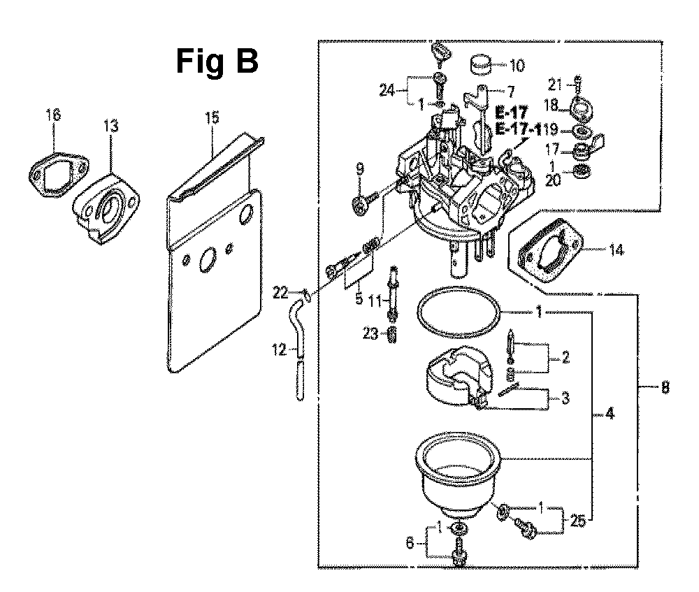 Fig-12 Diagram and Parts List for GXV270 Type DNE Honda Engine