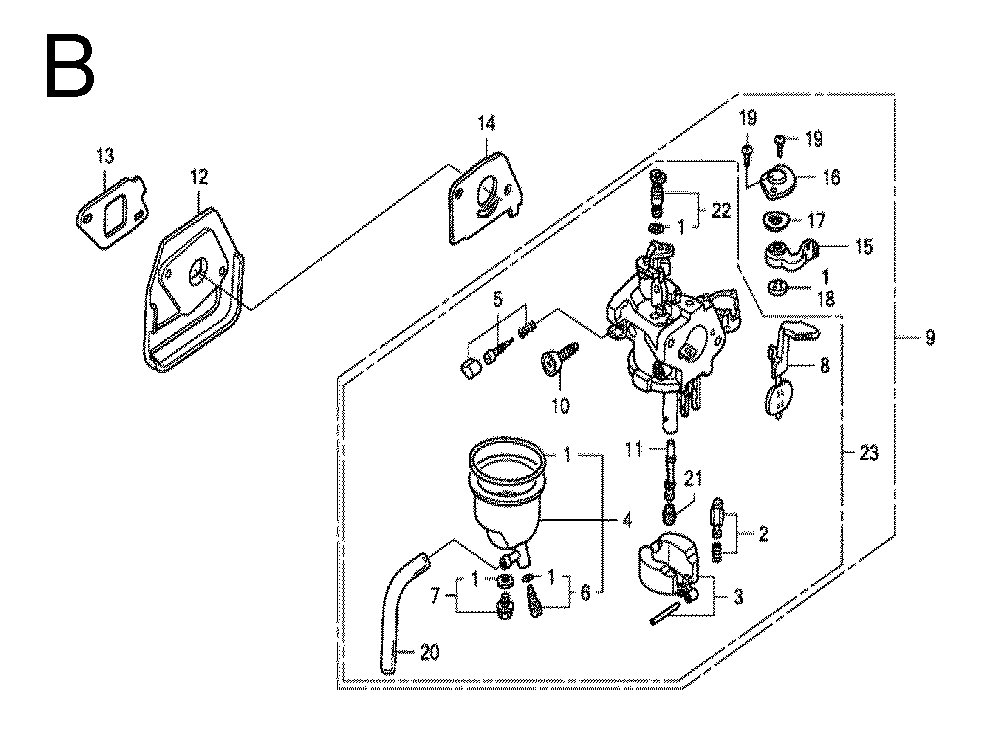 Fig-2 Diagram and Parts List for GX100 Type VA2 Honda Engine
