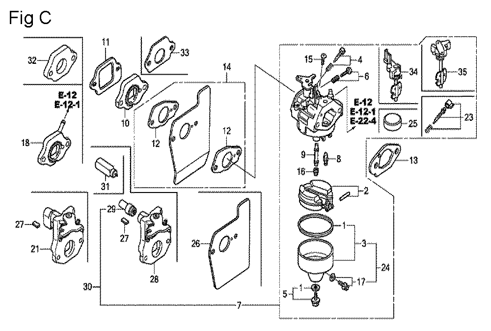 Fig-3 Diagram and Parts List for GCV160LE Type A7H1A Honda Engine