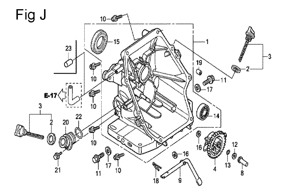 Fig-10 Diagram and Parts List for GC160 Type QHE5 Honda Engine