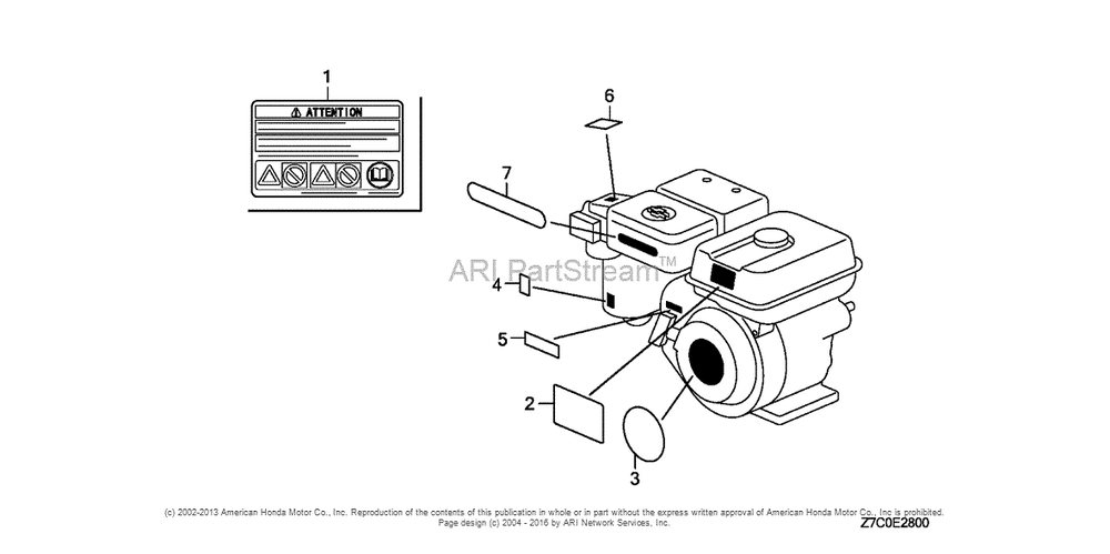 Label Diagram and Parts List for GX270UH (typeQXC9)(GCAGH-0000001) Honda Engine