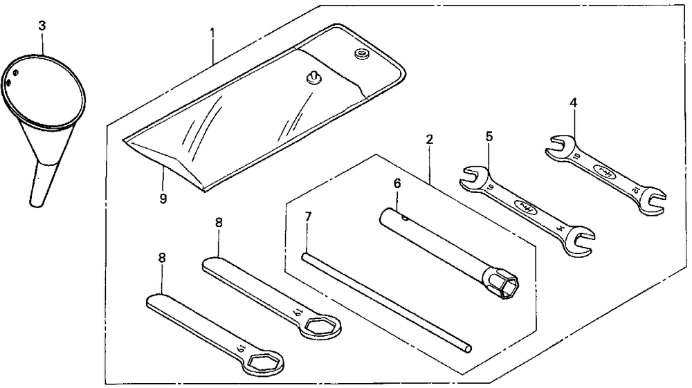 Tools Diagram and Parts List for HP400 (Type  BA)(NAA-2000001 - 2299999) Honda Lawn Tractor Accessories