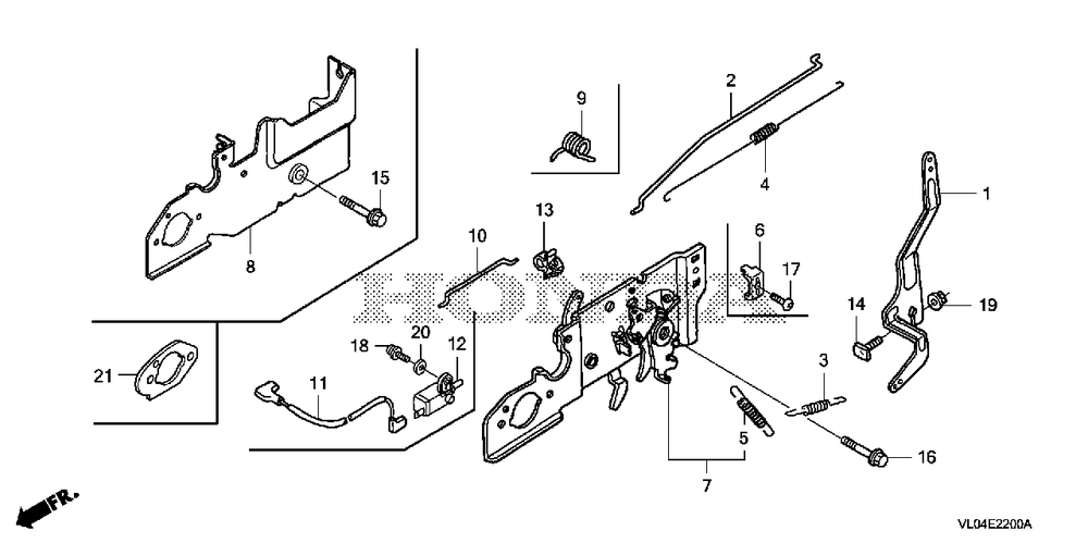 Control Diagram and Parts List for HRR216K10 (Type  VLAA)(MZCG-1140001 - 1660000) Honda Lawn Mower