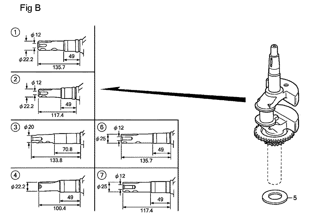 Fig-2 Diagram and Parts List for GSV190A Type A1AF Honda Engine