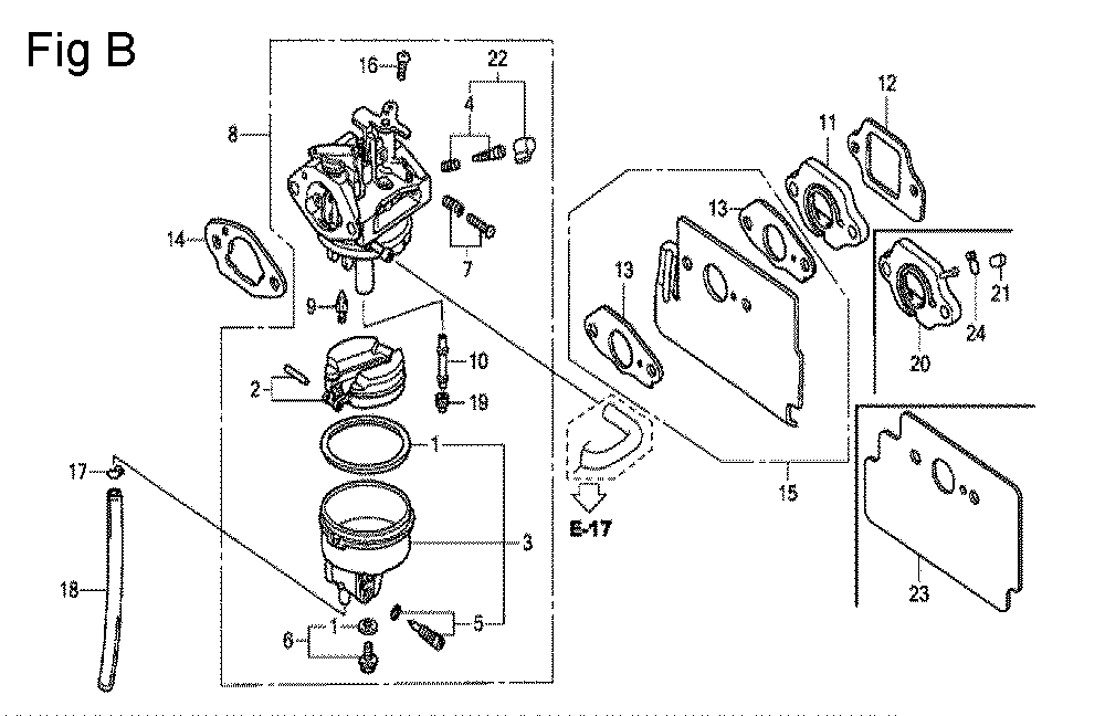 Fig-2 Diagram and Parts List for GC160 Type PXC Honda Engine