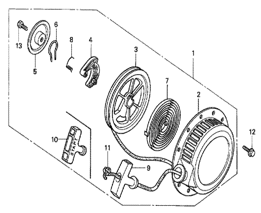 Fig-0 Diagram and Parts List for G100K2 Type ZK2 Honda Engine