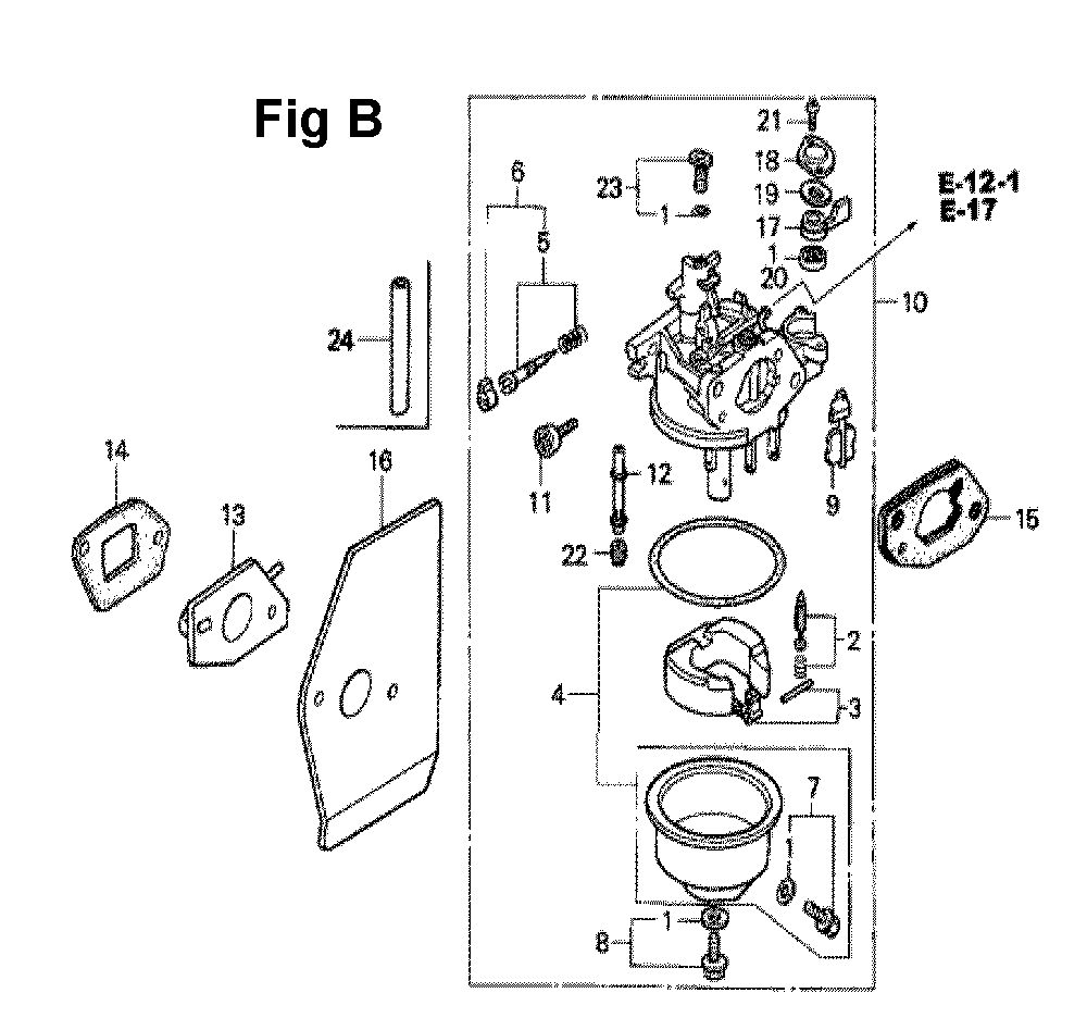 Fig-10 Diagram and Parts List for GXV160 Type A12 Honda Engine