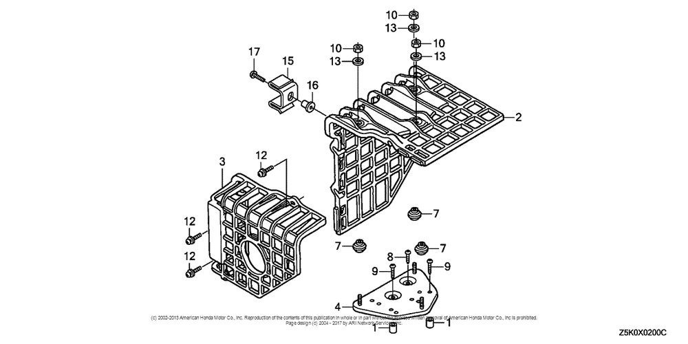 Muffler Cover Diagram and Parts List for GX270UT2 (typeSMRB)(GCBGT-1000001) Honda Engine