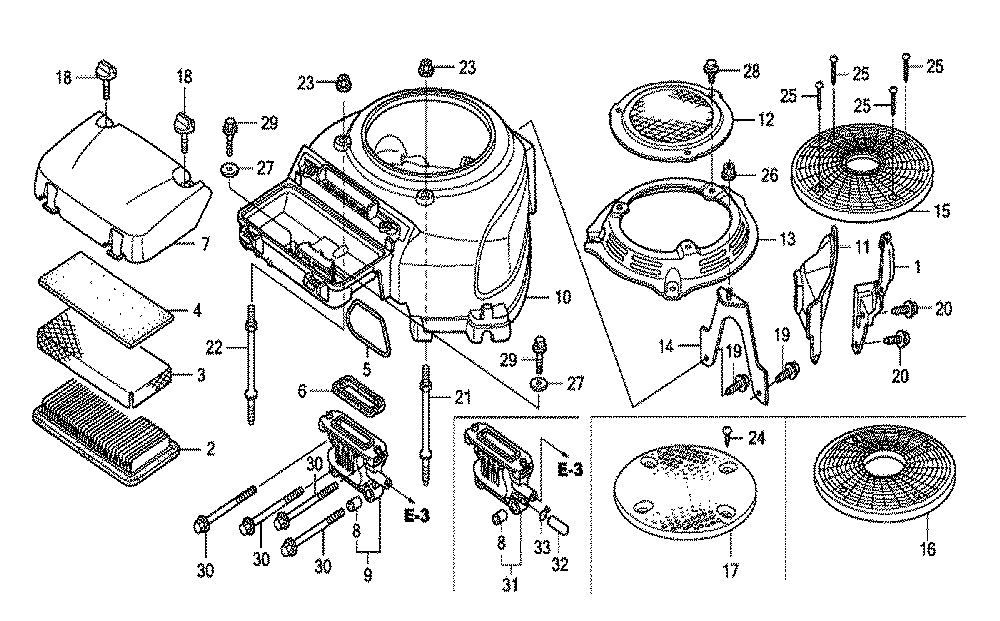 Fig-0 Diagram and Parts List for GXV530U Type QEA3 Honda Engine